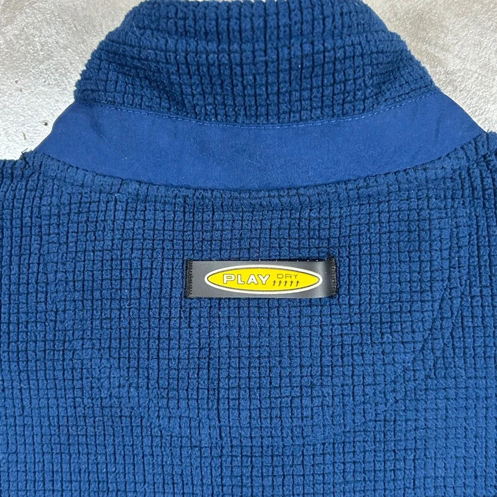 Greg Norman Blue Waffle‎ Knit Quarter Zip Fleece Water Repellent Pullover Mens S